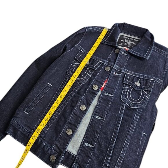 True Religion Mens Reflective Trucker Jacket, Denim, Button Up, Size Small, NWT - Picture 7 of 10